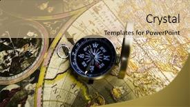  Presentation with compass map - PPT theme featuring old-fashioned compass on map background and a lemonade colored foreground