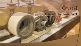  Presentation with bakery - Theme with old-fashioned-dough-sheeter-shapes background and a coral colored foreground