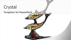  Presentation with ornament - PPT theme featuring two dolphins bronze ornament on white background background and a white colored foreground