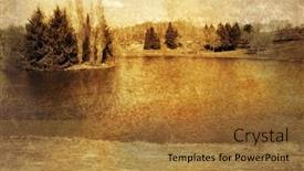  Presentation with antique house - Presentation theme enhanced with cross-section of fig tree fruit macro background background and a red colored foreground.