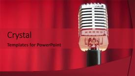  Presentation with music audio enthusiasts - Cool new presentation with old fashioned music - audio microphone against the background backdrop and a  colored foreground