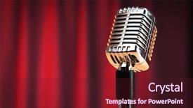  Presentation with audio - PPT theme consisting of old fashioned music - audio microphone against the background background and a tawny brown colored foreground