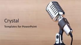  Presentation with microphone - Beautiful slides featuring old fashioned music - vintage microphone against the background backdrop and a coral colored foreground