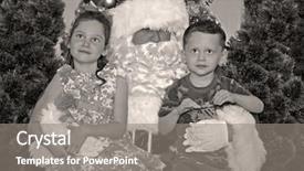  Presentation with santa - Presentation having old fashioned retro - young boy and girl sitting background and a gray colored foreground