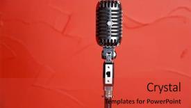  Presentation with old music - PPT theme featuring old fashioned retro style microphone background and a  colored foreground