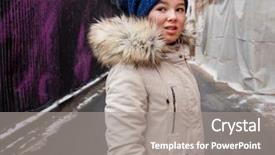  Presentation with teenage girl - Beautiful slide set featuring old fashioned school house - happy teenage girl in winter backdrop and a gray colored foreground