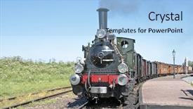  Presentation with train - Presentation theme having old fashioned steam train running background and a light blue colored foreground