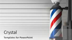  Presentation with barber - Theme featuring old fashioned vintage barber shop background and a light gray colored foreground