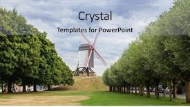  Presentation with wind - Presentation design enhanced with old fashioned windmill - panoramic view sint janshuismolen wind background and a light blue colored foreground