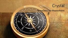  Presentation with treasure map - Cool new presentation theme with old fashoned brass compass backdrop and a yellow colored foreground