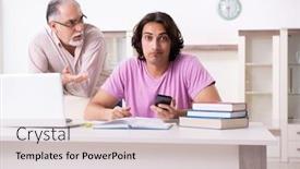  Presentation with exam - PPT theme enhanced with old-father-helping-his-son background and a lemonade colored foreground