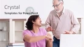  Presentation with exam - Presentation design consisting of old-father-helping-his-son background and a  colored foreground