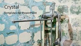  Presentation with old hawaii - Presentation featuring old faucet on a wall background and a light blue colored foreground