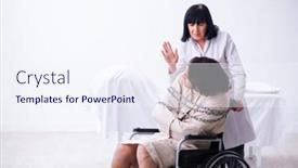  Presentation with psychiatrist - Audience pleasing PPT theme consisting of old female psychiatrist visiting young male patient backdrop and a sky blue colored foreground