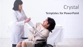  Presentation with psychiatrist - Cool new PPT theme with old female psychiatrist visiting young male patient backdrop and a sky blue colored foreground