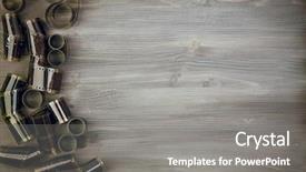  Presentation with old film - Slide deck with old film on wooden background background and a gray colored foreground