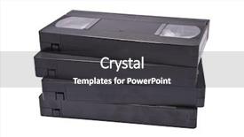  Presentation with clipping - Slide deck featuring old film reel - vhs cassettes on white background background and a dark gray colored foreground