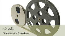 Presentation with film reels - Presentation design enhanced with old-film-reels-with-film background and a mint green colored foreground