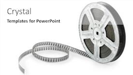  Presentation with film strip - Amazing PPT theme having old-film-strip-isolated backdrop and a white colored foreground