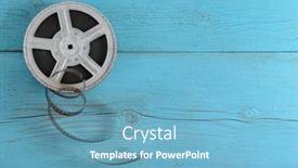  Presentation with old film - Slides enhanced with old-film-strip-on-wooden background and a teal colored foreground