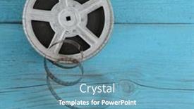  Presentation with old film - Presentation theme consisting of old-film-strip-on-wooden background and a teal colored foreground