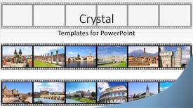  Presentation with old - Cool new theme with old filmstrips isolated on white backdrop and a white colored foreground