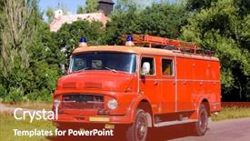 Presentation with czech republic - Presentation theme having old fire engine czech republic background and a red colored foreground