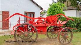  Presentation with fire truck - Slide set with old-fire-truck-in-szob background and a coral colored foreground