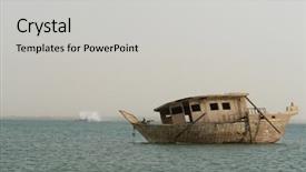  Presentation with obsolete - Colorful PPT theme enhanced with old fisher boat in bahrain backdrop and a  colored foreground