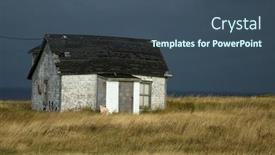  Presentation with old house - Slides featuring old-fisherman-house-with-tiles background and a ocean colored foreground
