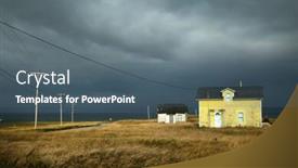 Presentation with old house - Slide set featuring old-fisherman-house-with-yellow background and a ocean colored foreground