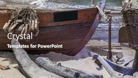  Presentation with fisherman - Presentation design with old-fisherman-s-wooden-boat background and a tawny brown colored foreground