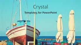  Presentation with old fishing boat - Slides enhanced with old fishing boat and street cafe on the seashoe aegina greece vintage style toned image background and a seafoam green colored foreground