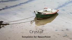  Presentation with old fishing boat - Theme having old-fishing-boat-moored background and a light gray colored foreground
