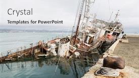  Presentation with old fishing boat - Slides consisting of old-fishing-boat-sunk background and a white colored foreground