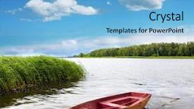  Presentation with old fishing boat - Presentation featuring old fishing boat background and a light blue colored foreground