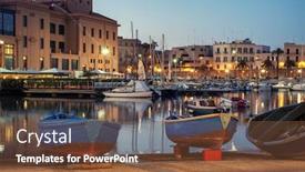  Presentation with fishing boats - Cool new slide deck with old-fishing-boats-in-bari backdrop and a tawny brown colored foreground