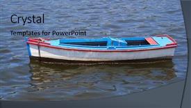  Presentation with sea fishing - Amazing PPT layouts having old fishing boats with reflections backdrop and a teal colored foreground