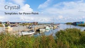  Presentation with fishing - Audience pleasing PPT layouts consisting of old-fishing-harbor-of-hvide backdrop and a light blue colored foreground