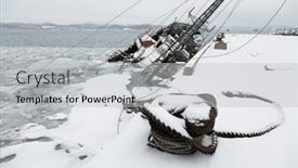  Presentation with environmental pollution - Beautiful slides featuring old-fishing-vessel-sank backdrop and a light gray colored foreground