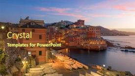  Presentation with fishing - Presentation theme having old-fishing-village-of-boccadasse background and a tawny brown colored foreground