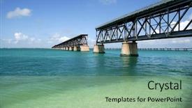  Presentation with broken bridge - Presentation theme with old florida keys broken bridge background and a mint green colored foreground