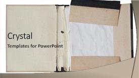  Presentation with old papers - PPT theme featuring old folder with stack of old papers isolated on white background with clipping path background and a light gray colored foreground