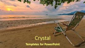  Presentation with sea shore - PPT theme having old-folding-chair background and a tawny brown colored foreground