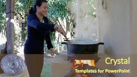  Presentation with sad woman diamond ring - PPT layouts with old folk - woman cooking rice background and a tawny brown colored foreground