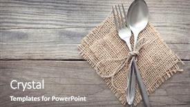 Presentation with table napkin - Presentation design featuring old fork and spoon background and a  colored foreground