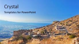  Presentation with corinth - PPT layouts featuring old fort in corinth greece background and a light blue colored foreground
