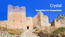 Presentation with corinth - Slide set enhanced with old fort in corinth greece - archaeology background background and a cobalt blue colored foreground
