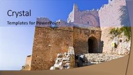  Presentation with corinth - Beautiful PPT theme featuring old fort in corinth greece backdrop and a light blue colored foreground