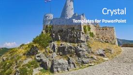  Presentation with fort - Audience pleasing presentation theme consisting of old fort in klis croatia backdrop and a teal colored foreground